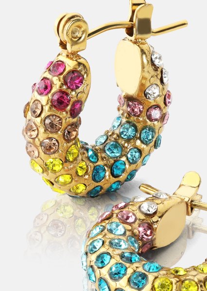 Colored Pearl Hoop Ørering - 18k Forgyldt