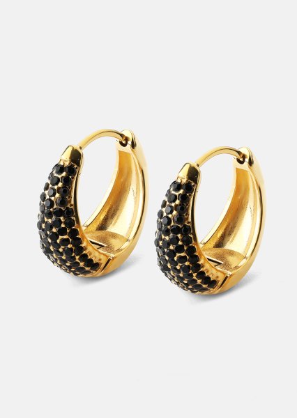 Ørering Dark Crystal Hoop - 18k Forgyldt