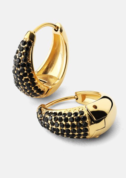 Ørering Dark Crystal Hoop - 18k Forgyldt