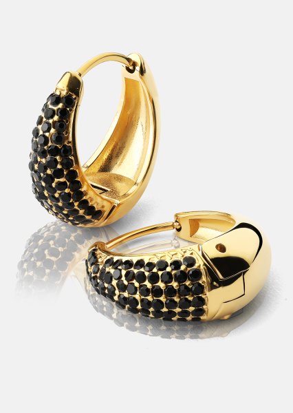 Ørering Dark Crystal Hoop - 18k Forgyldt