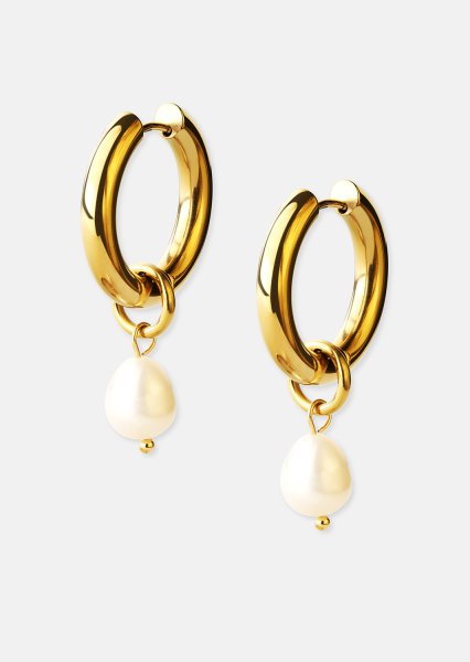 Ørering Pearl Drop - 18k Forgyldt