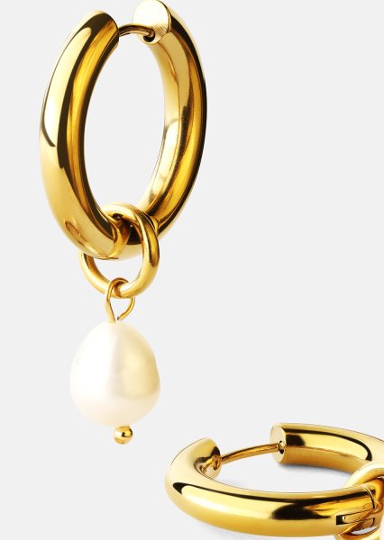Ørering Pearl Drop - 18k Forgyldt