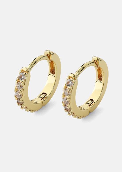 Øreringe Crystal Hoops - 18k Forgyldte