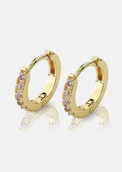 Øreringe Crystal Hoops - 18k Forgyldte