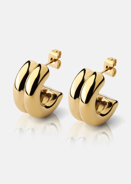 Ørering Bold Curve - 18k Forgyldt