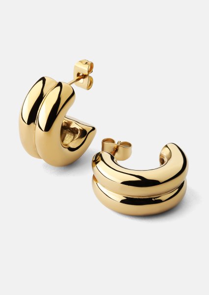 Ørering Bold Curve - 18k Forgyldt