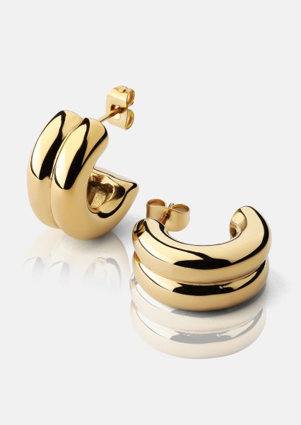 Ørering Bold Curve - 18k Forgyldt