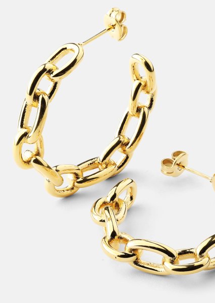 Ørering Chain Bold - 18k Forgyldt