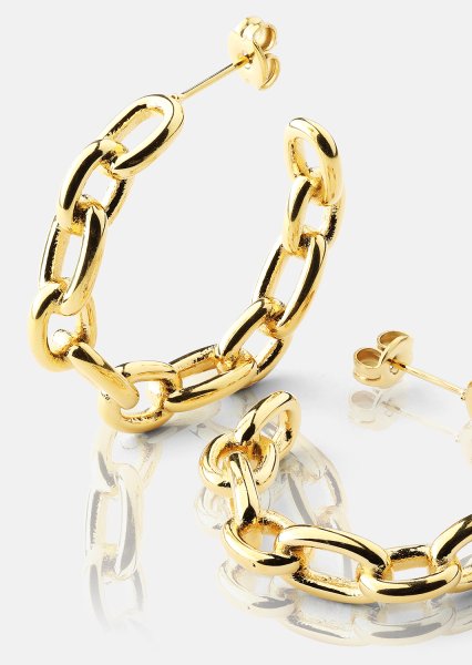 Ørering Chain Bold - 18k Forgyldt