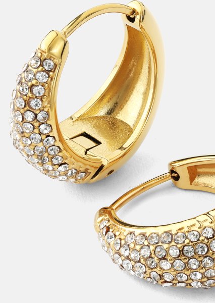 Ørering White Crystal Bold Hoops - 18k Forgyldt