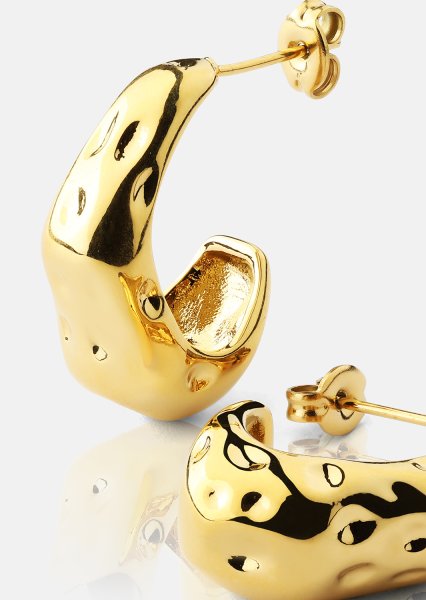  Øreringe Molten Hoop – 18k Gold Plated