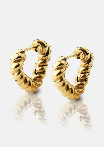 Øreringe Twisted Heart – 18k Forgyldte