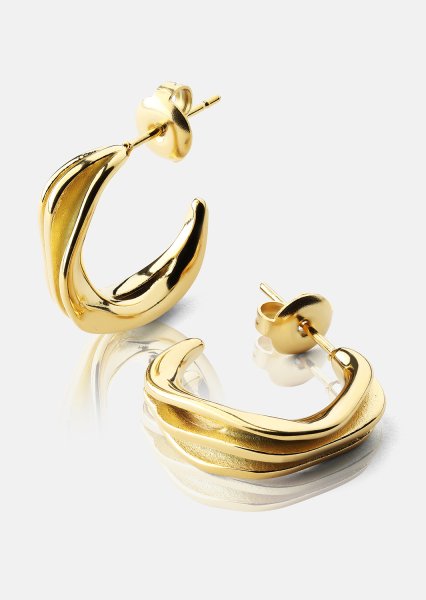 Øreringe Gleaming Flow - 18k Forgyldte