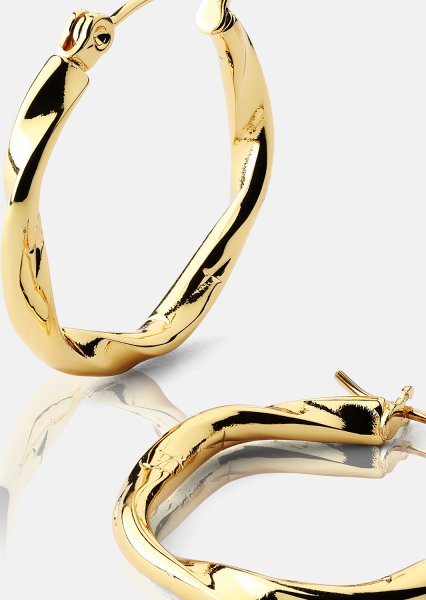 Twist Glow Hoops - 18k Guldbelagte Øreringe