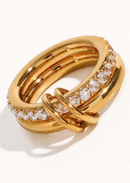 Ring Stacked Crystal - 18k guldbelagt