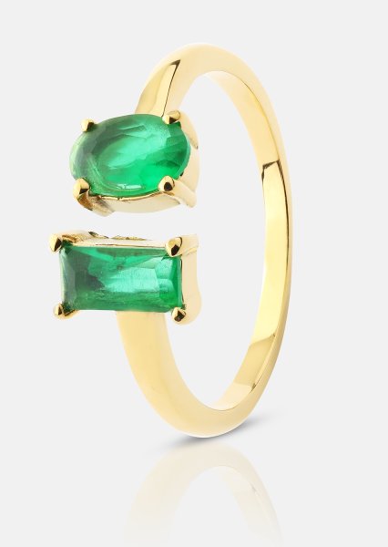 Ring Emerald Duo - 18k Forgyldt