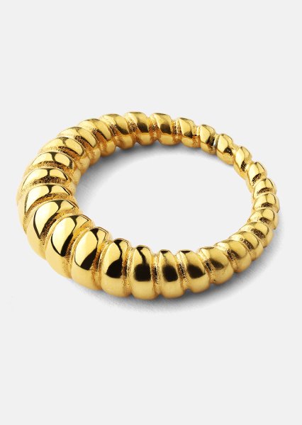 Ring Bold Ribbed - 18k guldbelagt