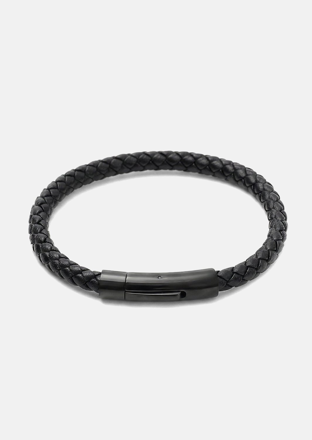 Læderarmbånd Onyx Weave