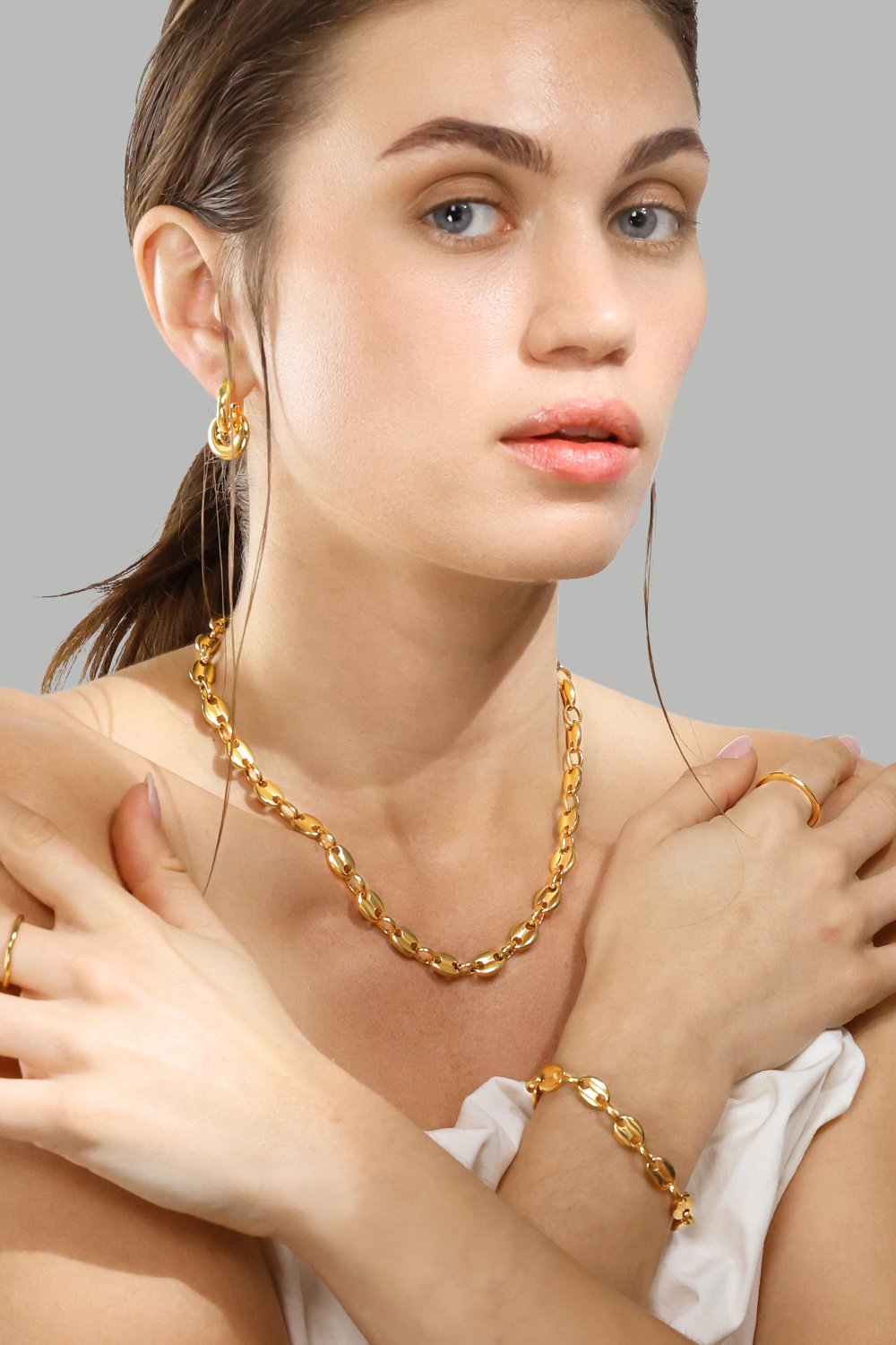 Øreringe Chunky Link – 18k Forgyldte
