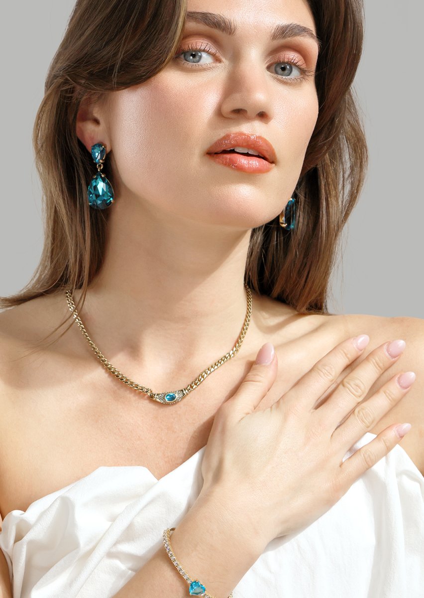 Azulora Icy Blue Øreringe – 18k Forgyldte