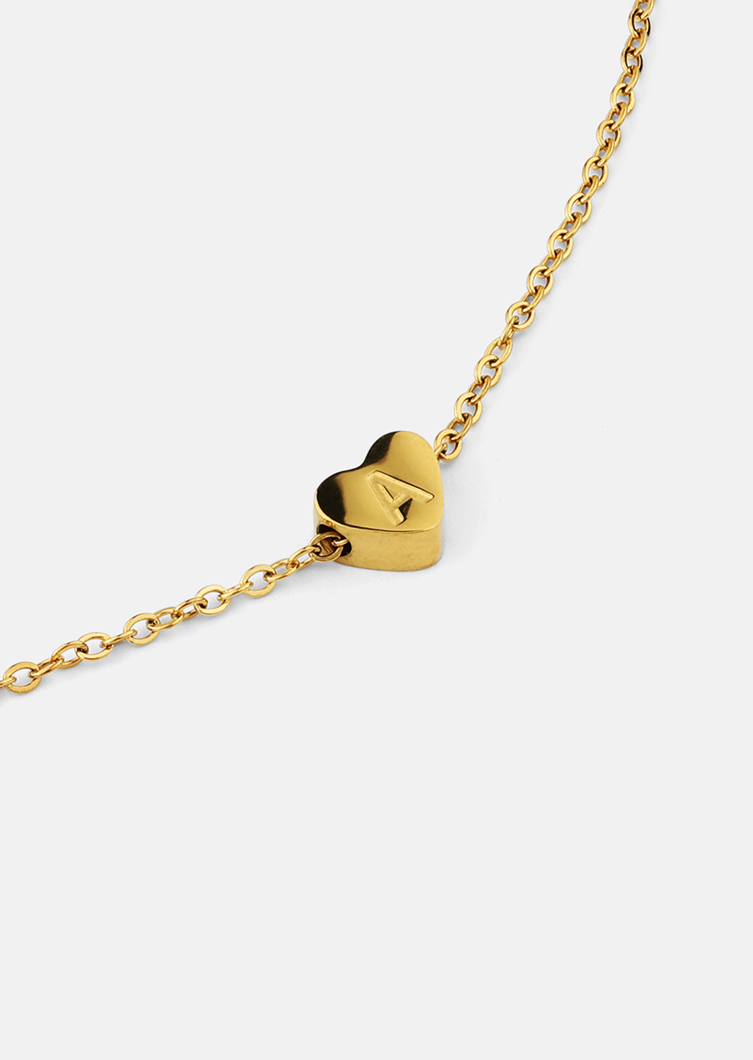 Halskæde Heart Letter A-N - 18k Forgyldt
