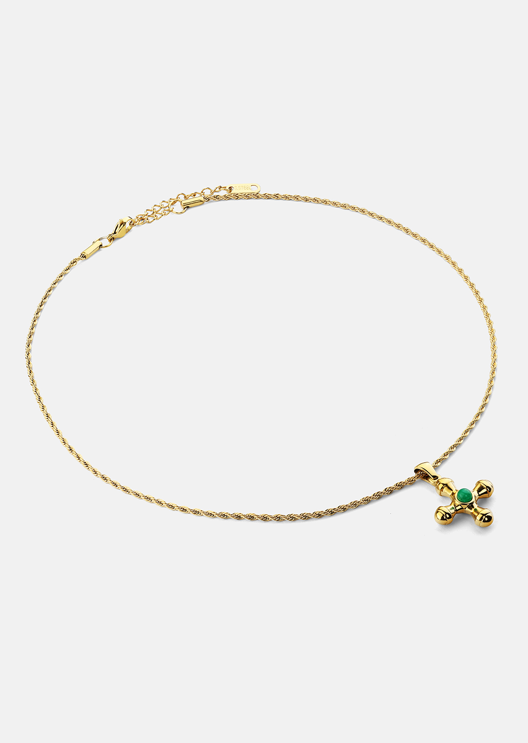 Emerald Cross Green Halskæde – 18k Forgyldt
