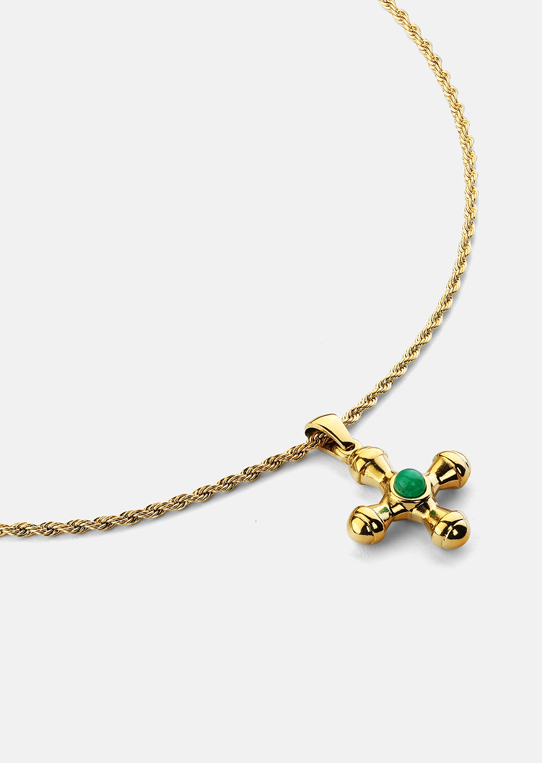 Emerald Cross Green Halskæde – 18k Forgyldt