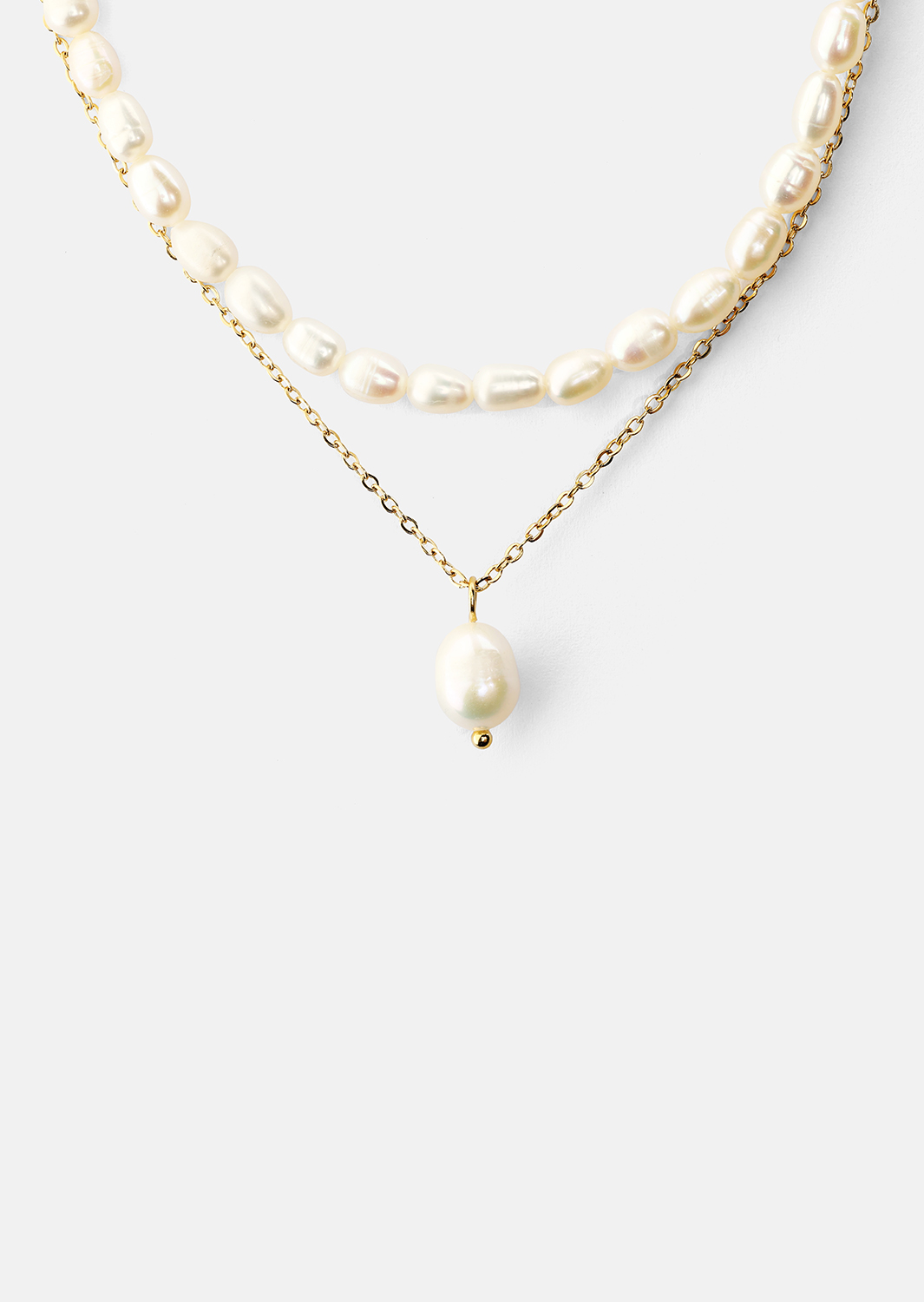Halskæde Duo Pearl & Gold - 18k Forgyldt