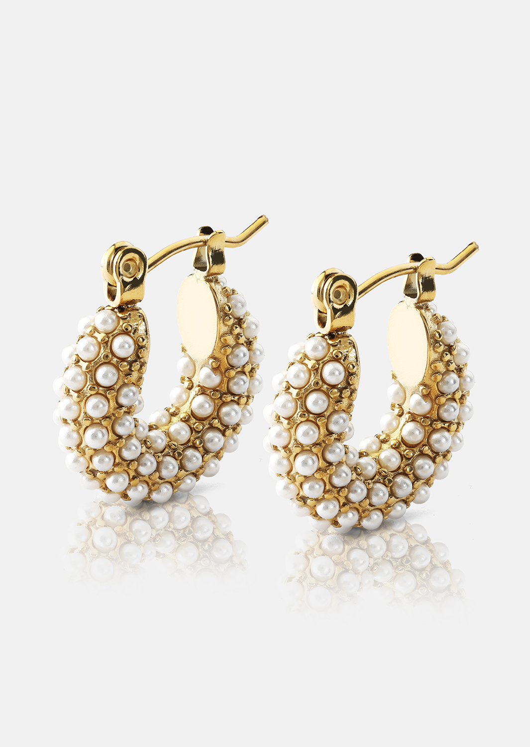 Chunky Pearl Hoop Ørering - 18k Forgyldt
