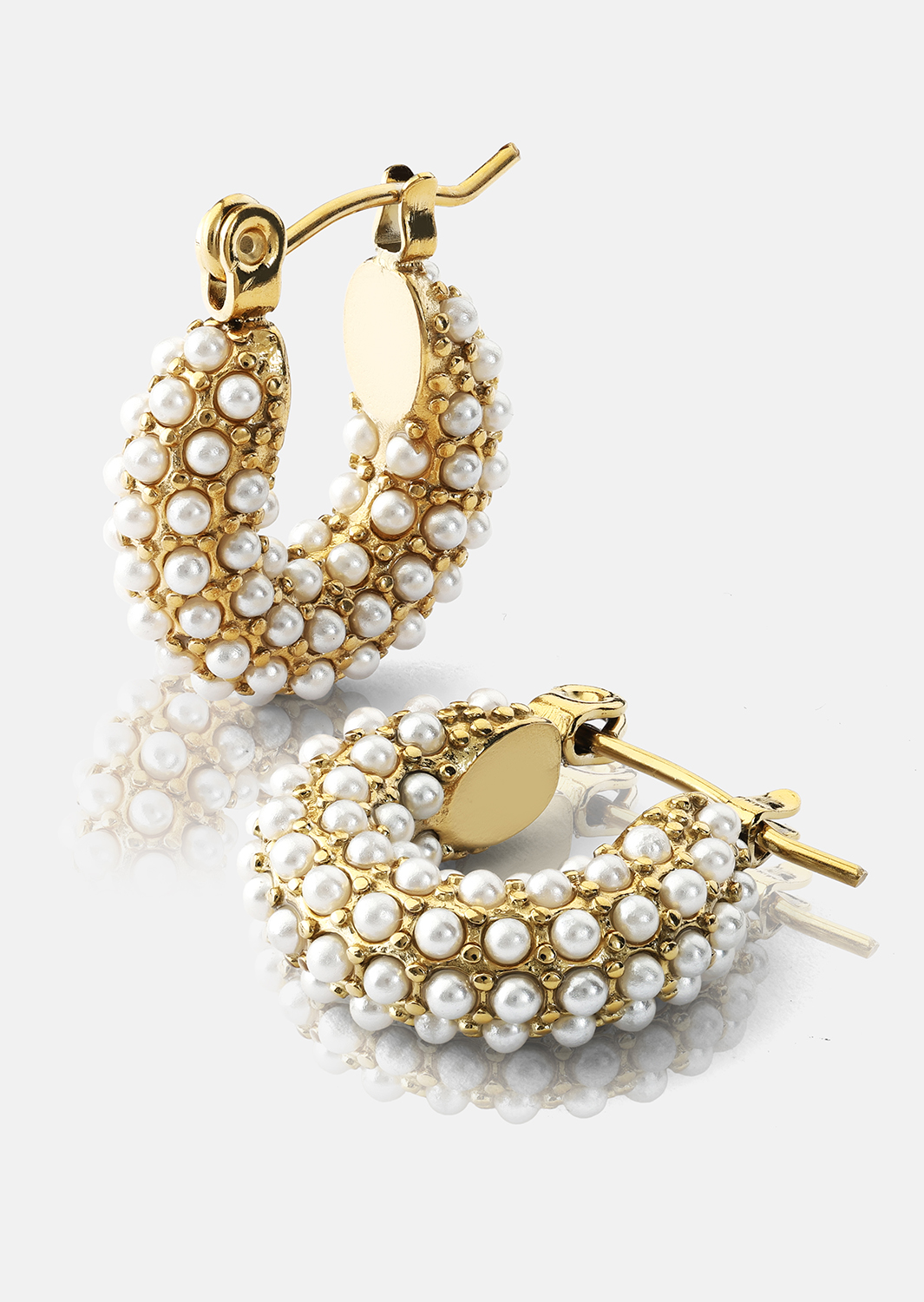 Chunky Pearl Hoop Ørering - 18k Forgyldt