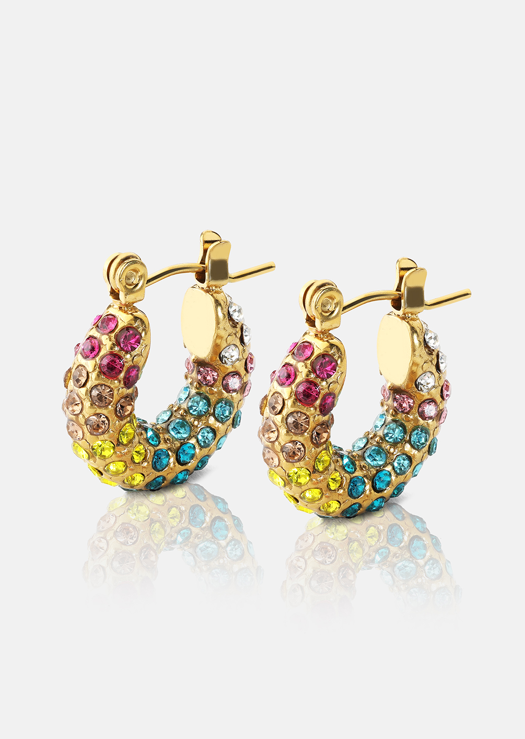 Colored Pearl Hoop Ørering - 18k Forgyldt