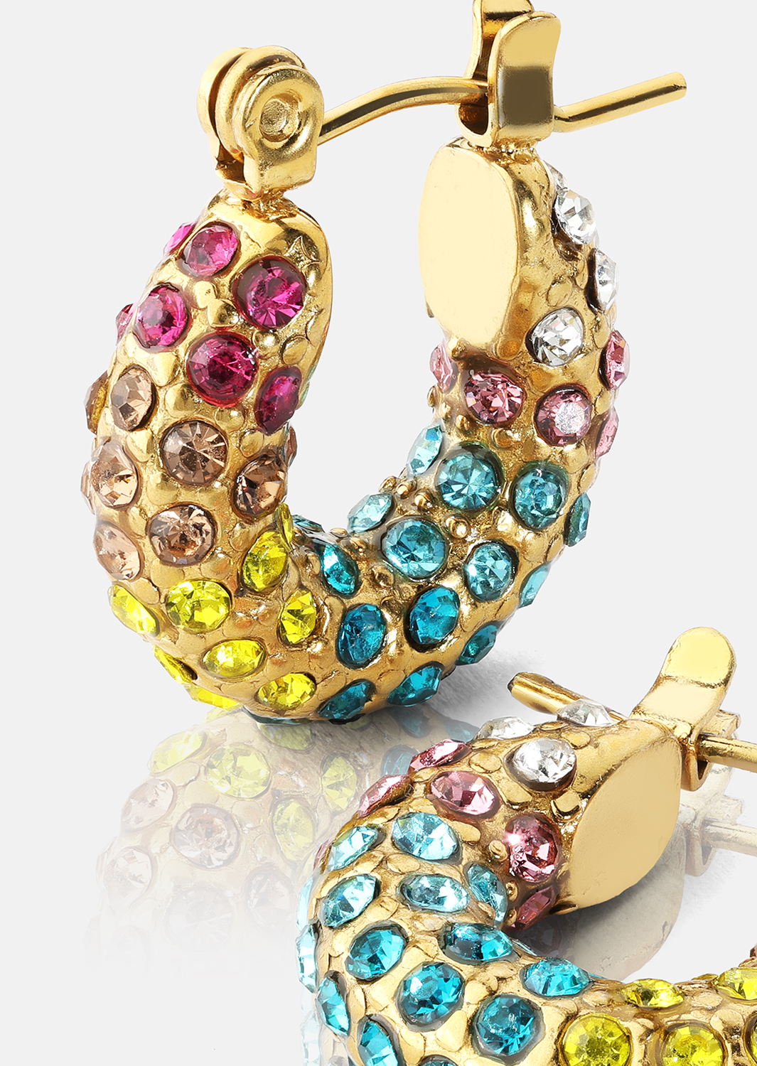 Colored Pearl Hoop Ørering - 18k Forgyldt