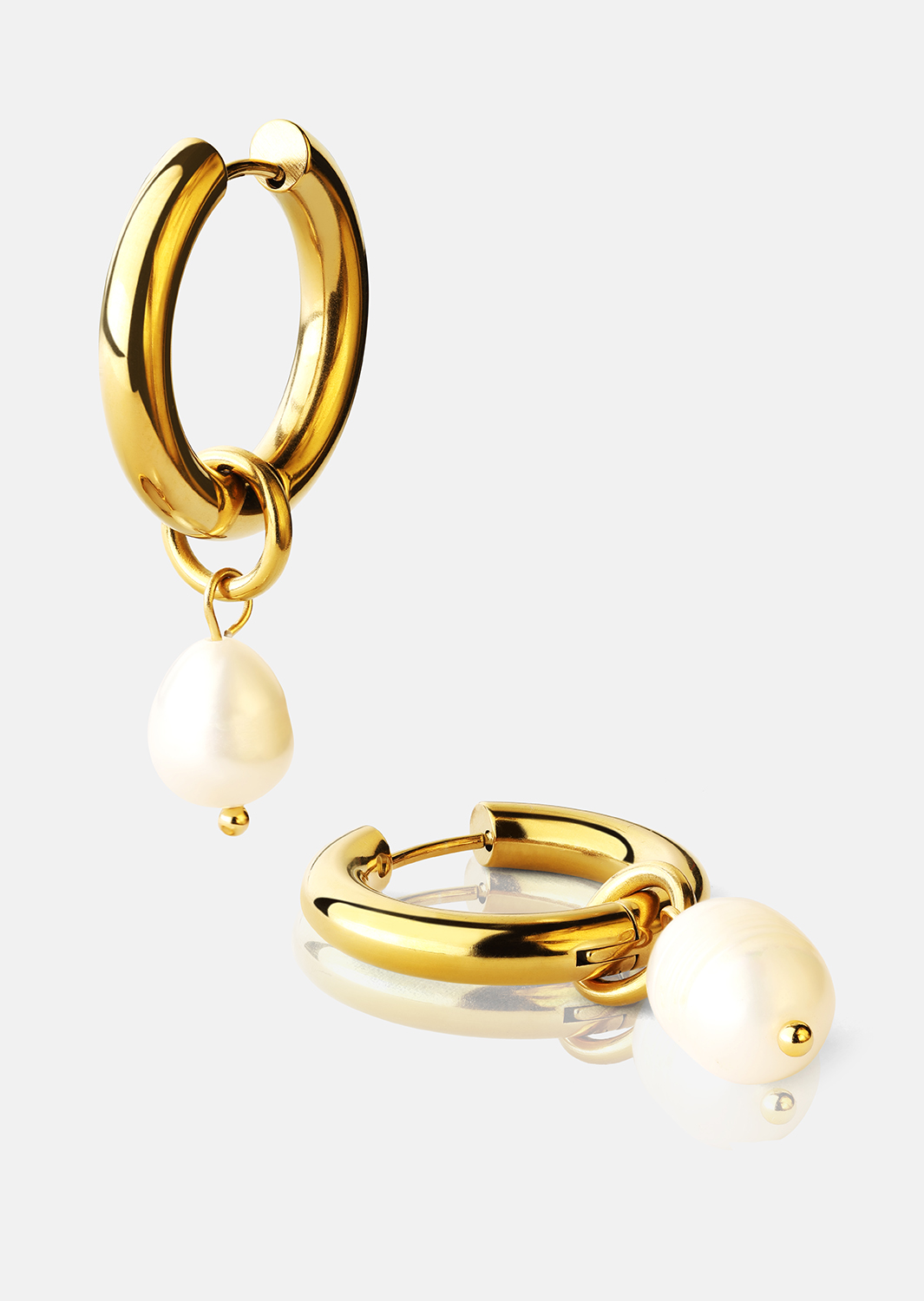 Ørering Pearl Drop - 18k Forgyldt