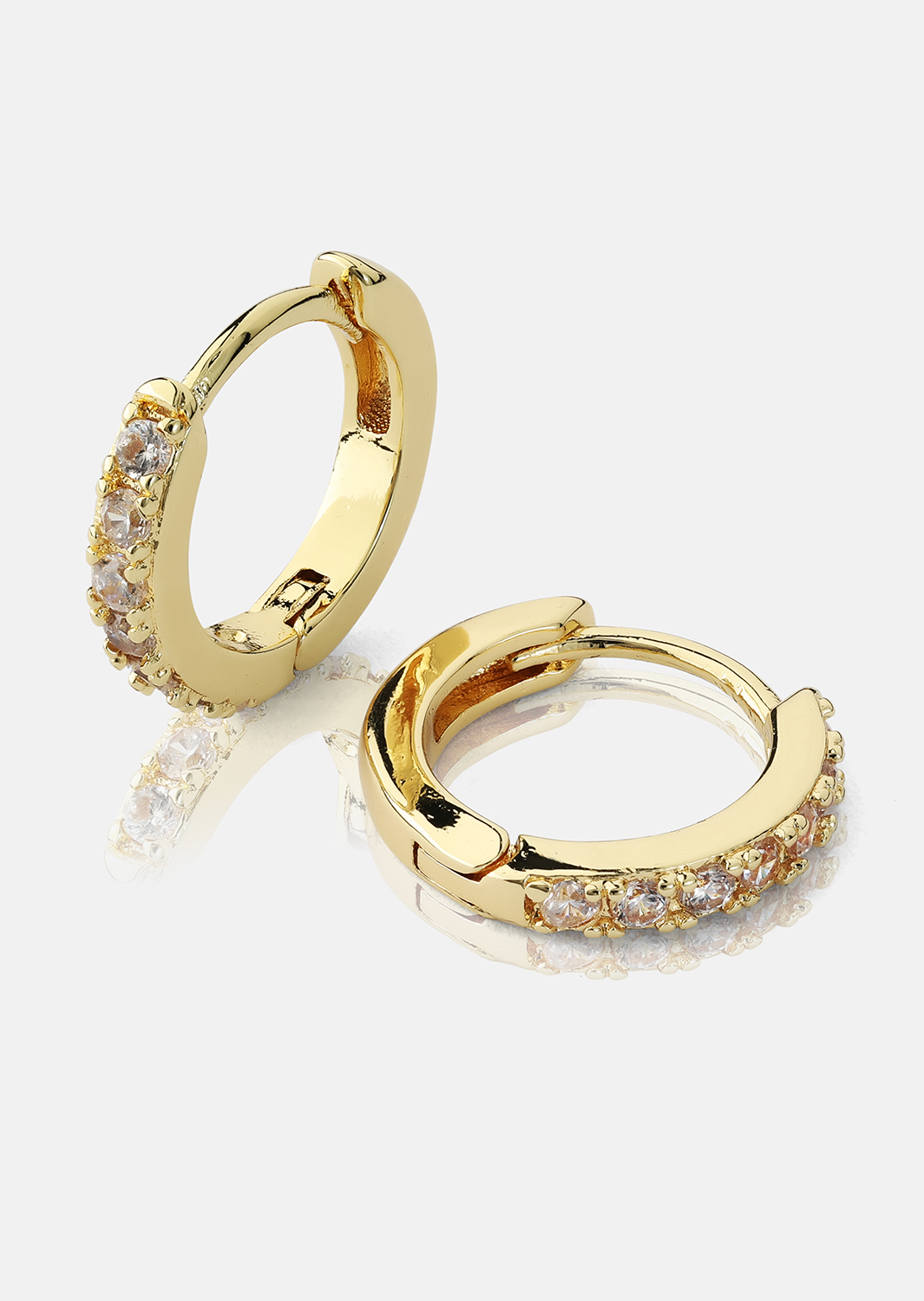 Øreringe Crystal Hoops - 18k Forgyldte