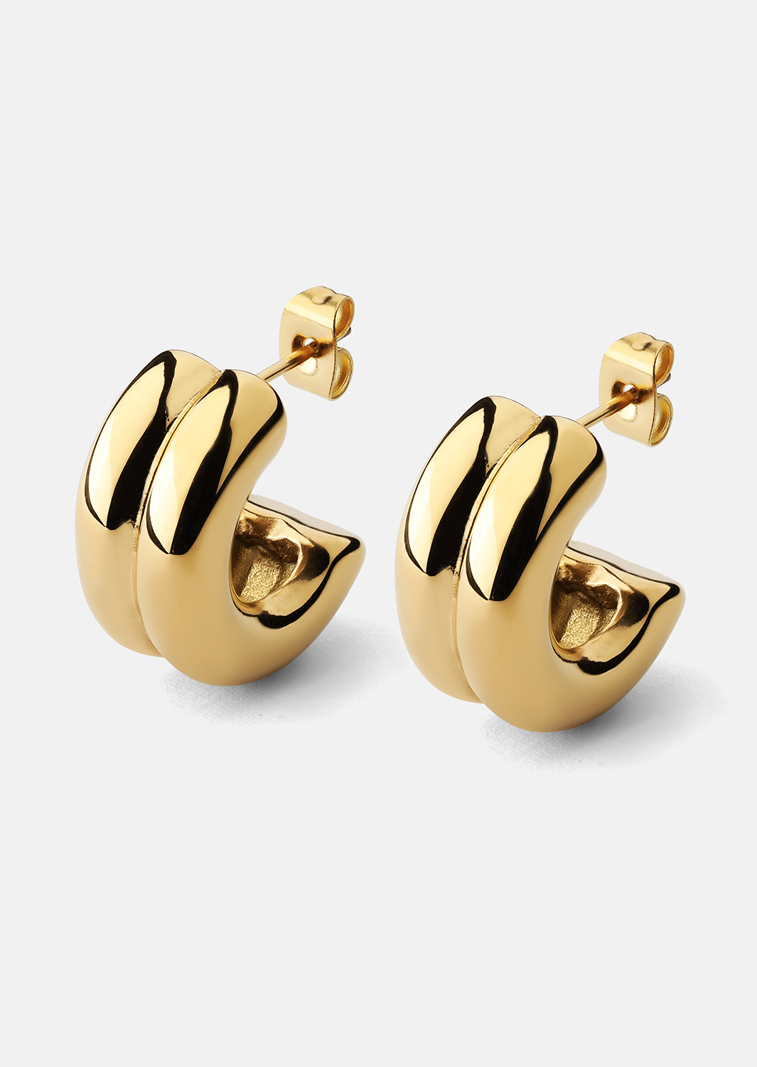Ørering Bold Curve - 18k Forgyldt