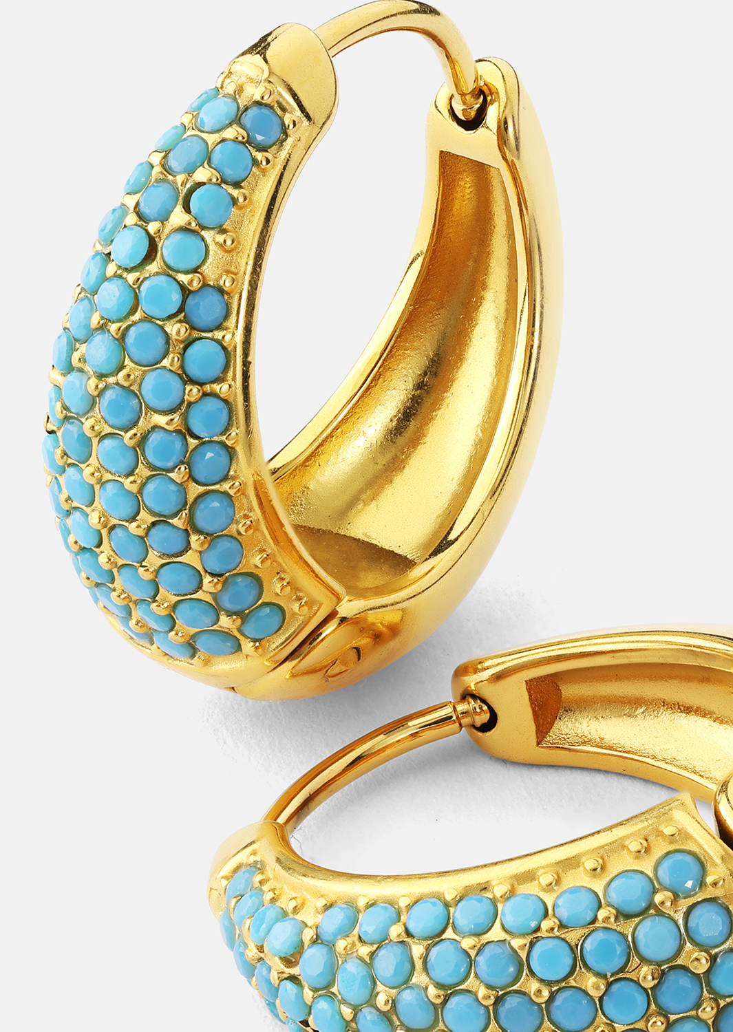 Ørering Turquoise Crystal Bold Hoops - 18k Forgyldt