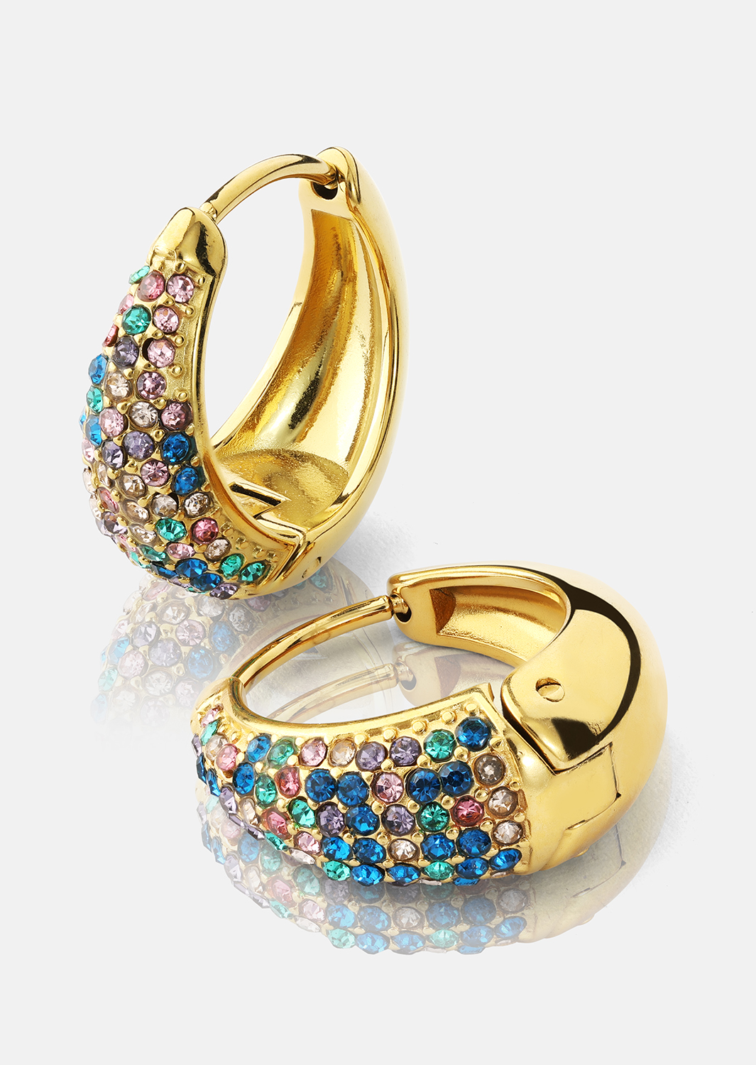 Ørering Multicolor Crystal Bold Hoops - 18k Gold Plated