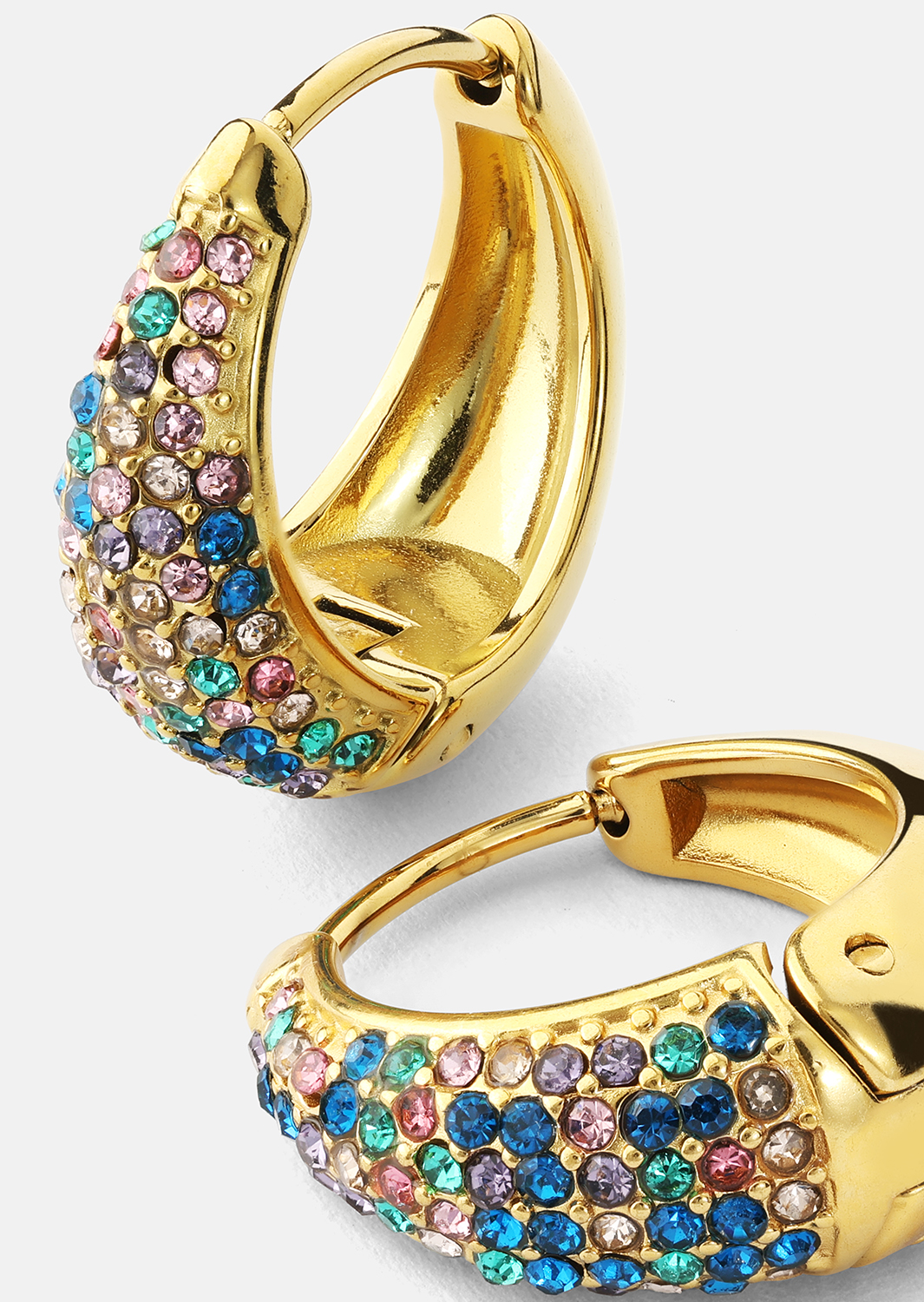 Ørering Multicolor Crystal Bold Hoops - 18k Gold Plated