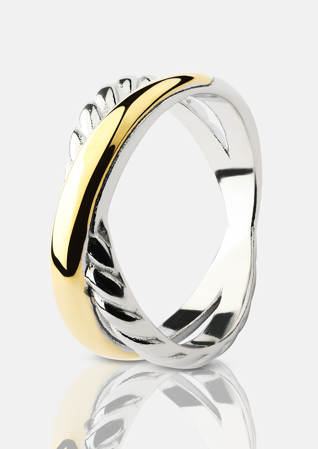 Ring Golden Silver Twist - 18k Forgyldt