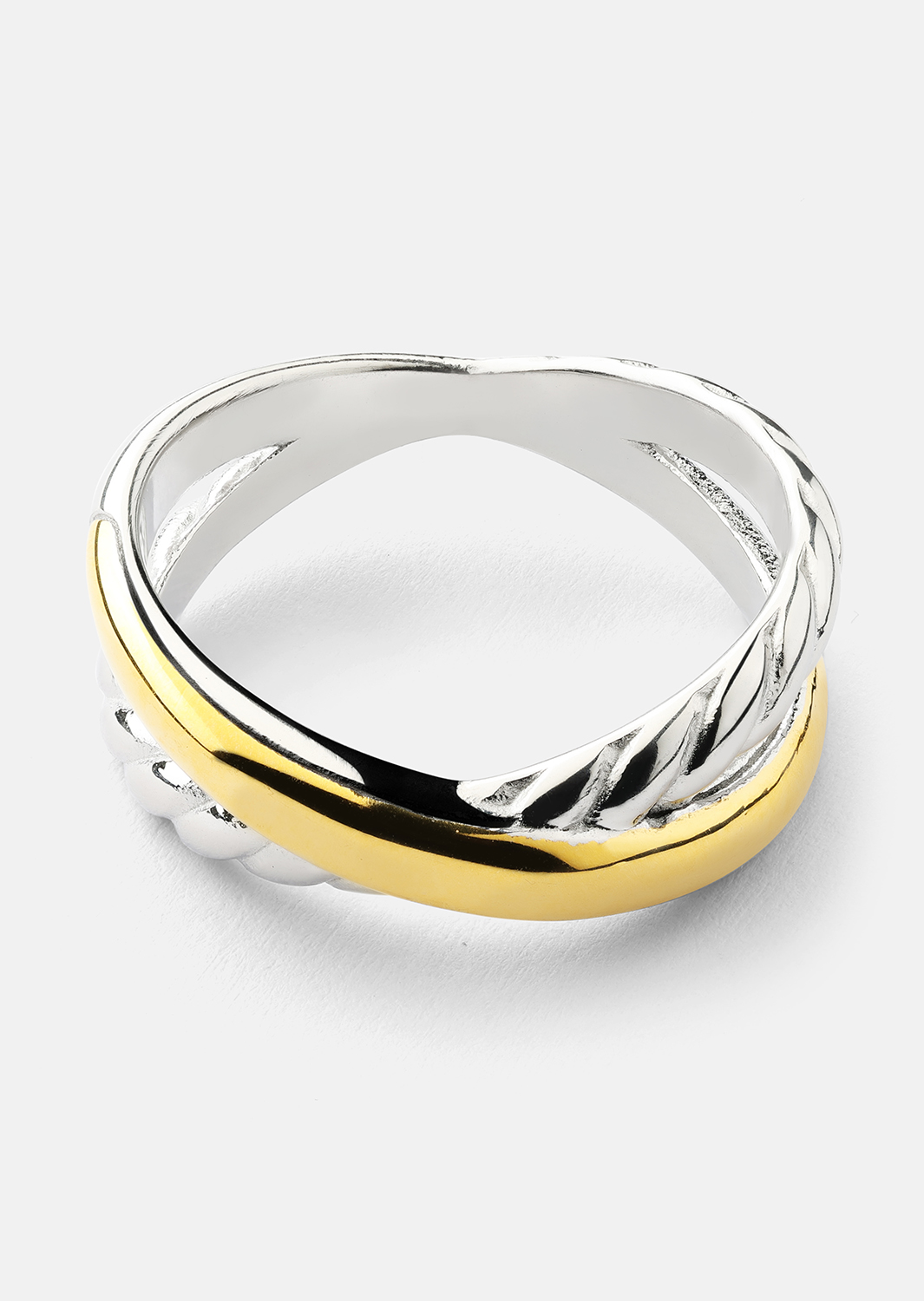 Ring Golden Silver Twist - 18k Forgyldt