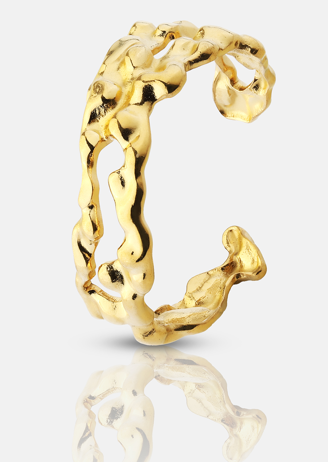 Ring Molten Wave - 18k Forgyldt
