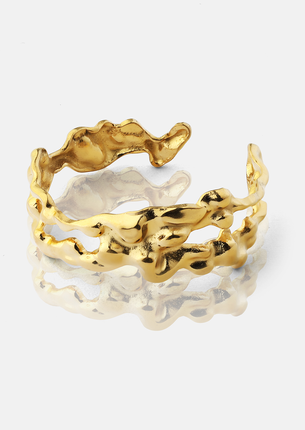 Ring Molten Wave - 18k Forgyldt