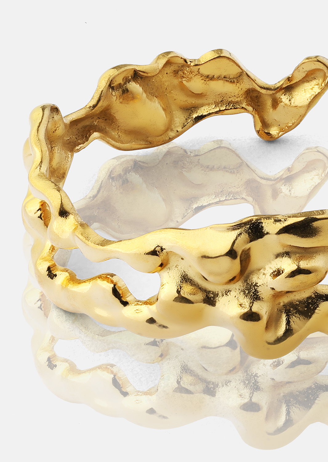 Ring Molten Wave - 18k Forgyldt