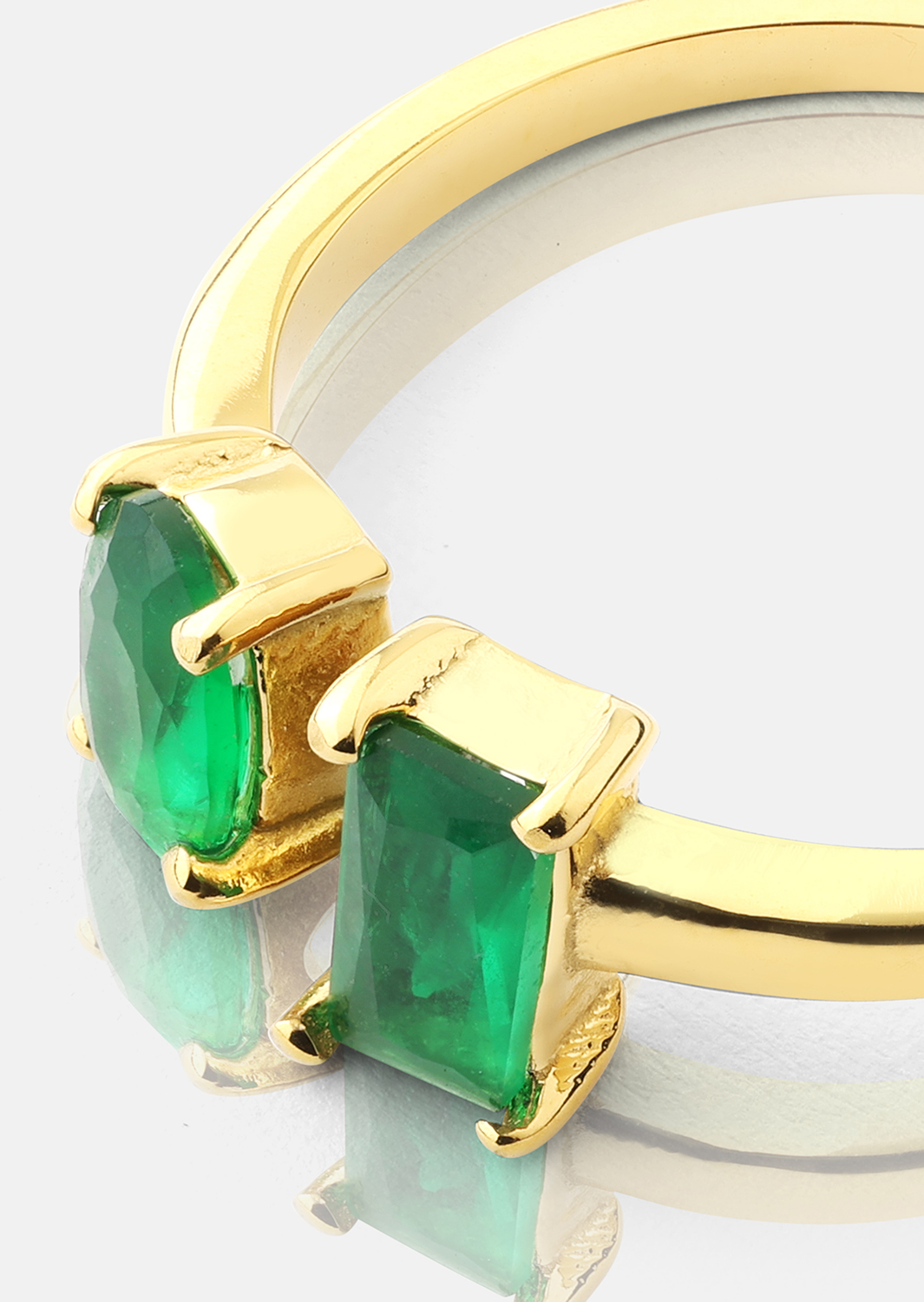 Ring Emerald Duo - 18k Forgyldt