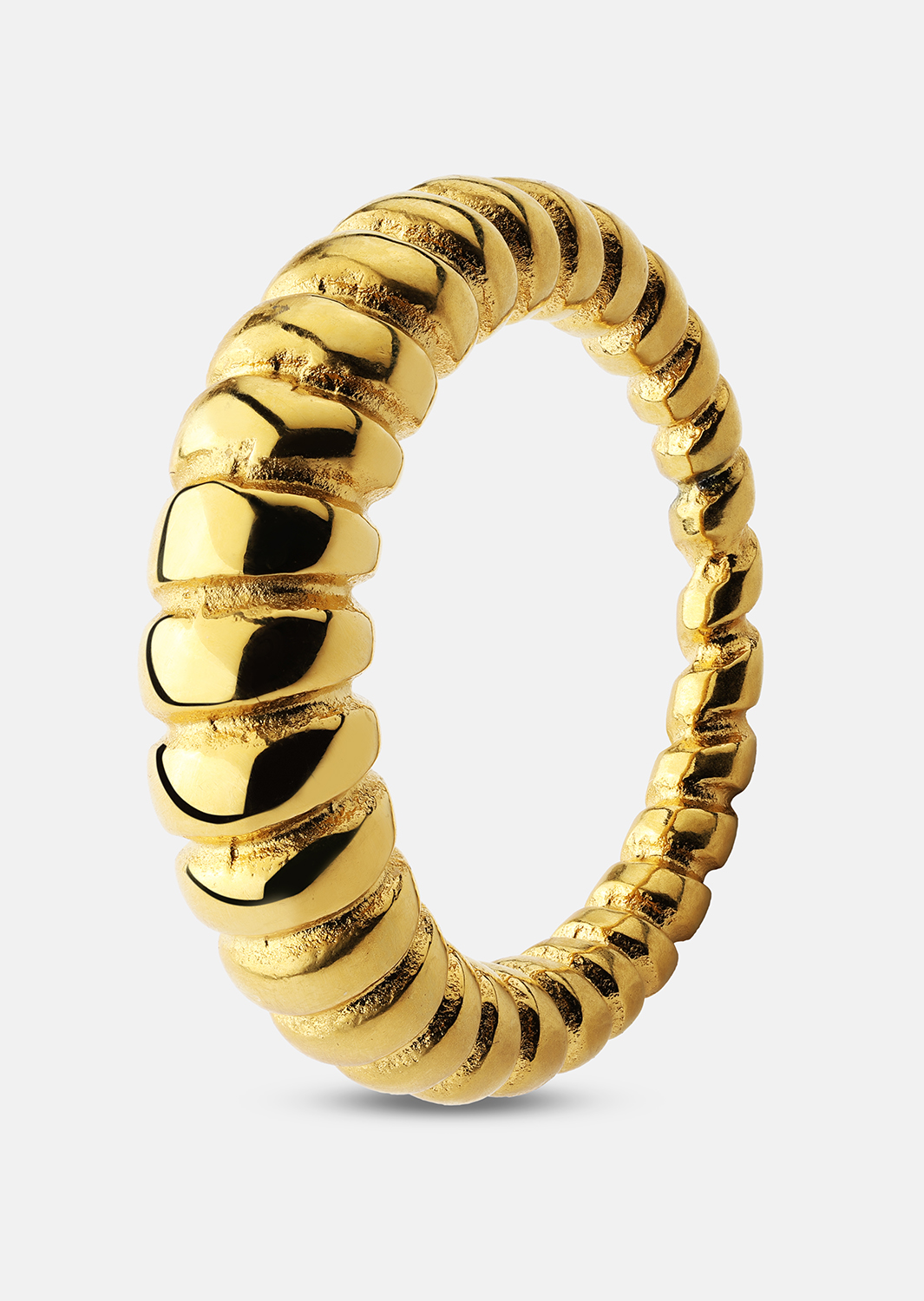 Ring Bold Ribbed - 18k guldbelagt