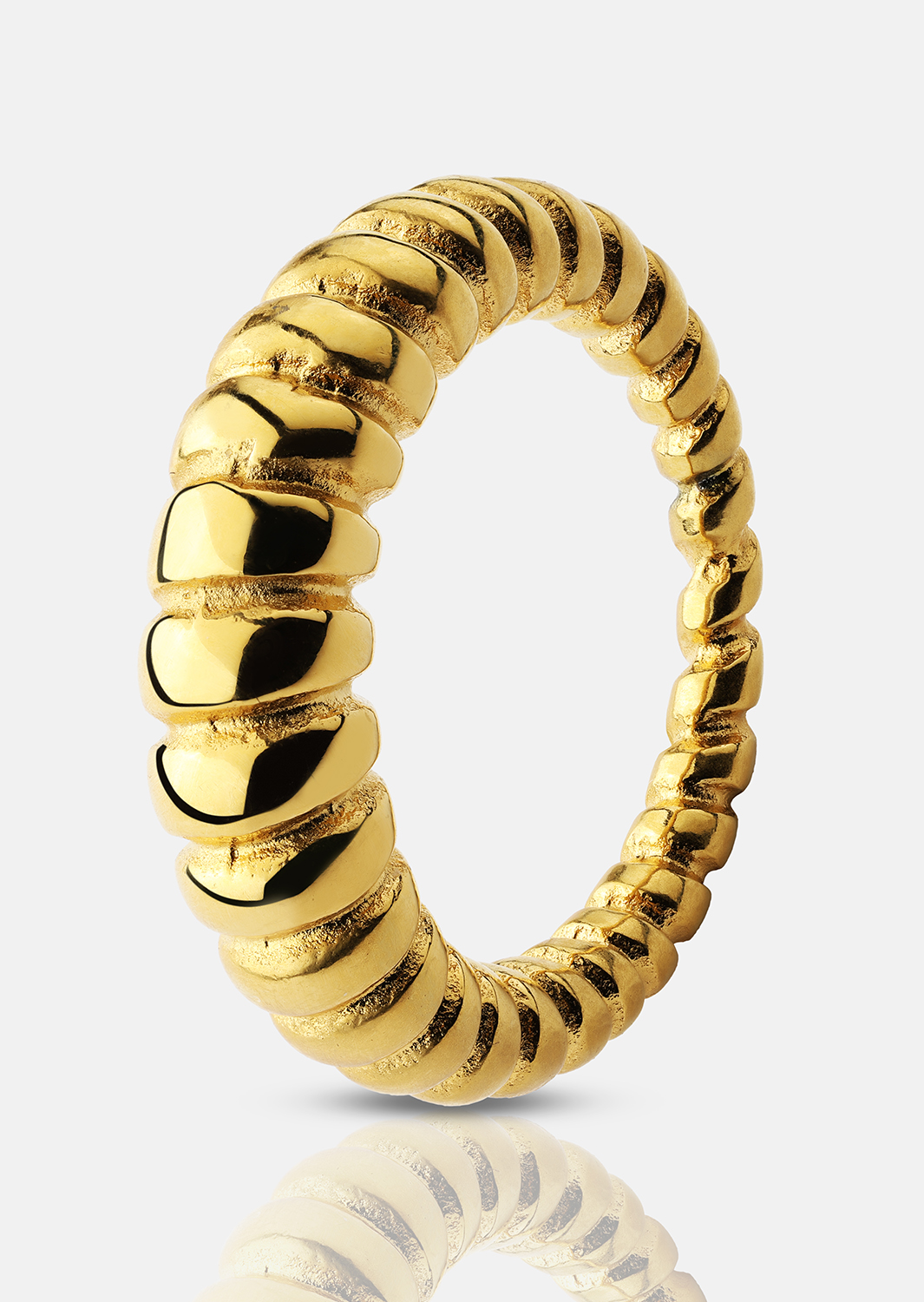 Ring Bold Ribbed - 18k guldbelagt