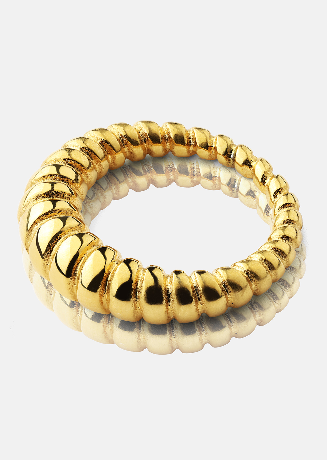 Ring Bold Ribbed - 18k guldbelagt