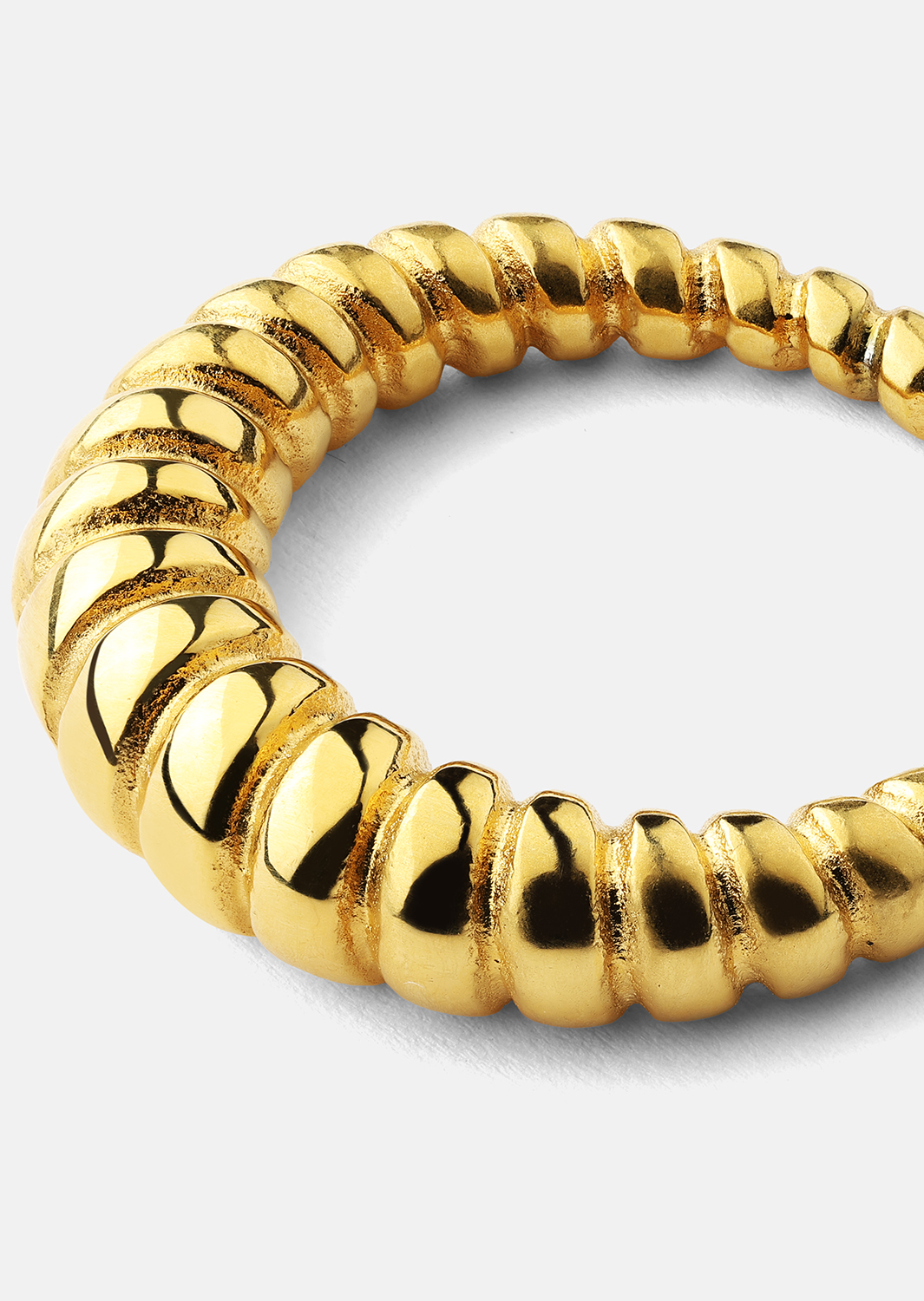 Ring Bold Ribbed - 18k guldbelagt