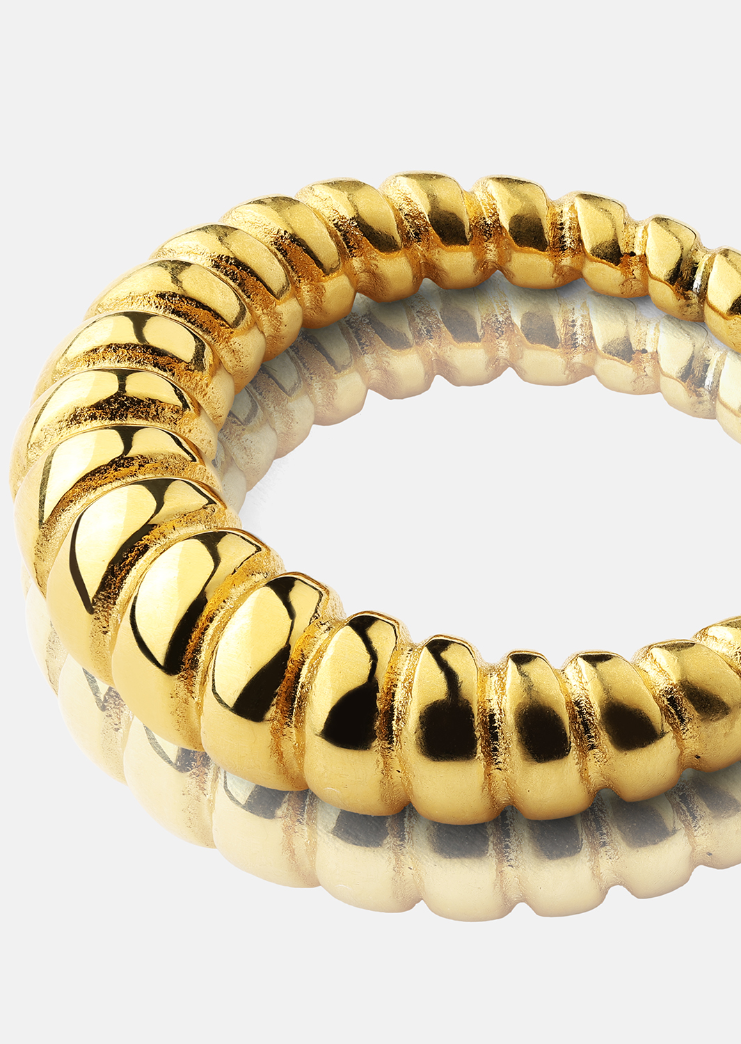 Ring Bold Ribbed - 18k guldbelagt
